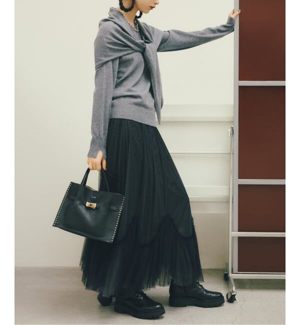  「【洗える】ランダムヘム2WAYチュールスカート」|スカート|ブラック