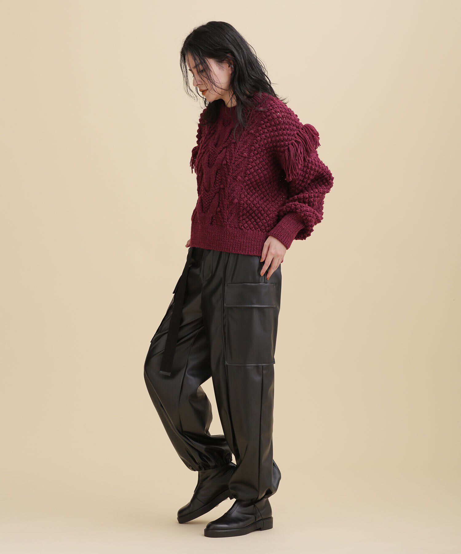 nano･universe「PROTAGONISTA/フェイクレザーベルト付きミリタリーパンツ」|チノ|