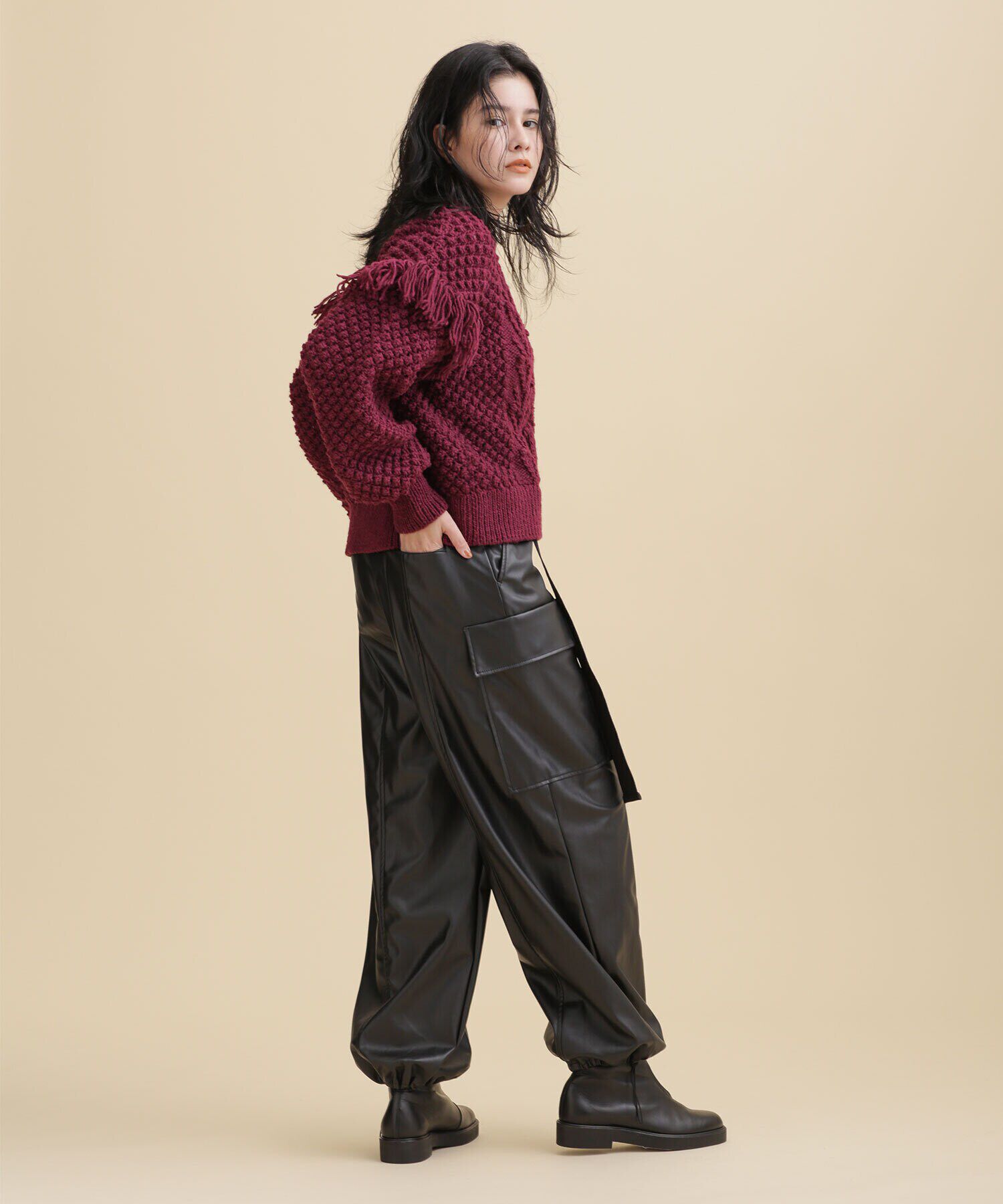 nano･universe「PROTAGONISTA/フェイクレザーベルト付きミリタリーパンツ」|チノ|