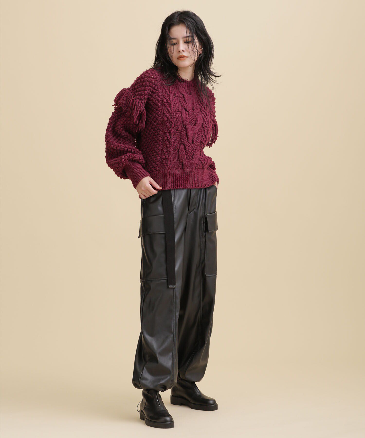 nano･universe「PROTAGONISTA/フェイクレザーベルト付きミリタリーパンツ」|チノ|