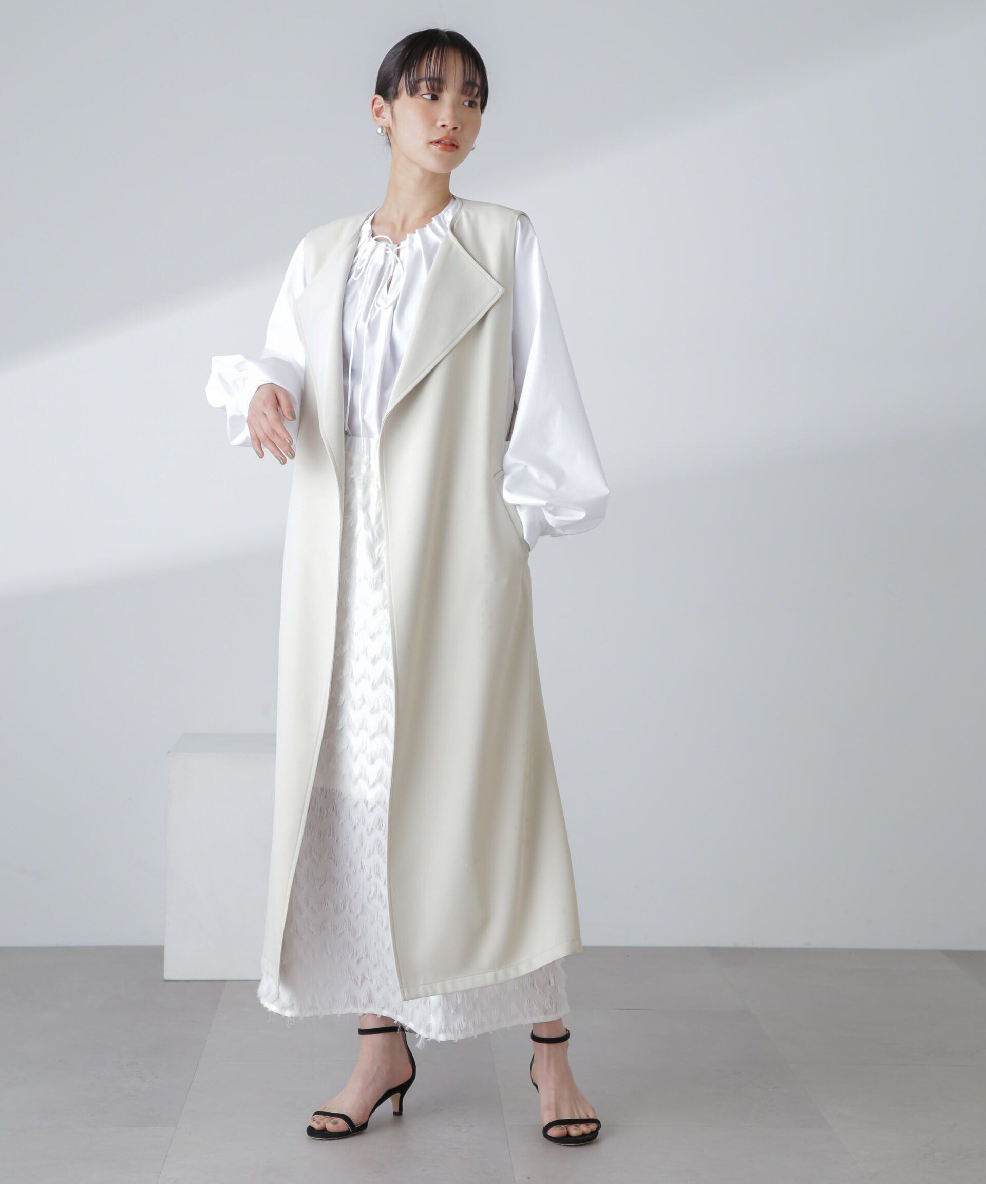 nano･universe「撥水&花粉ガード加工ロングジレ」|ベスト・ジレ|