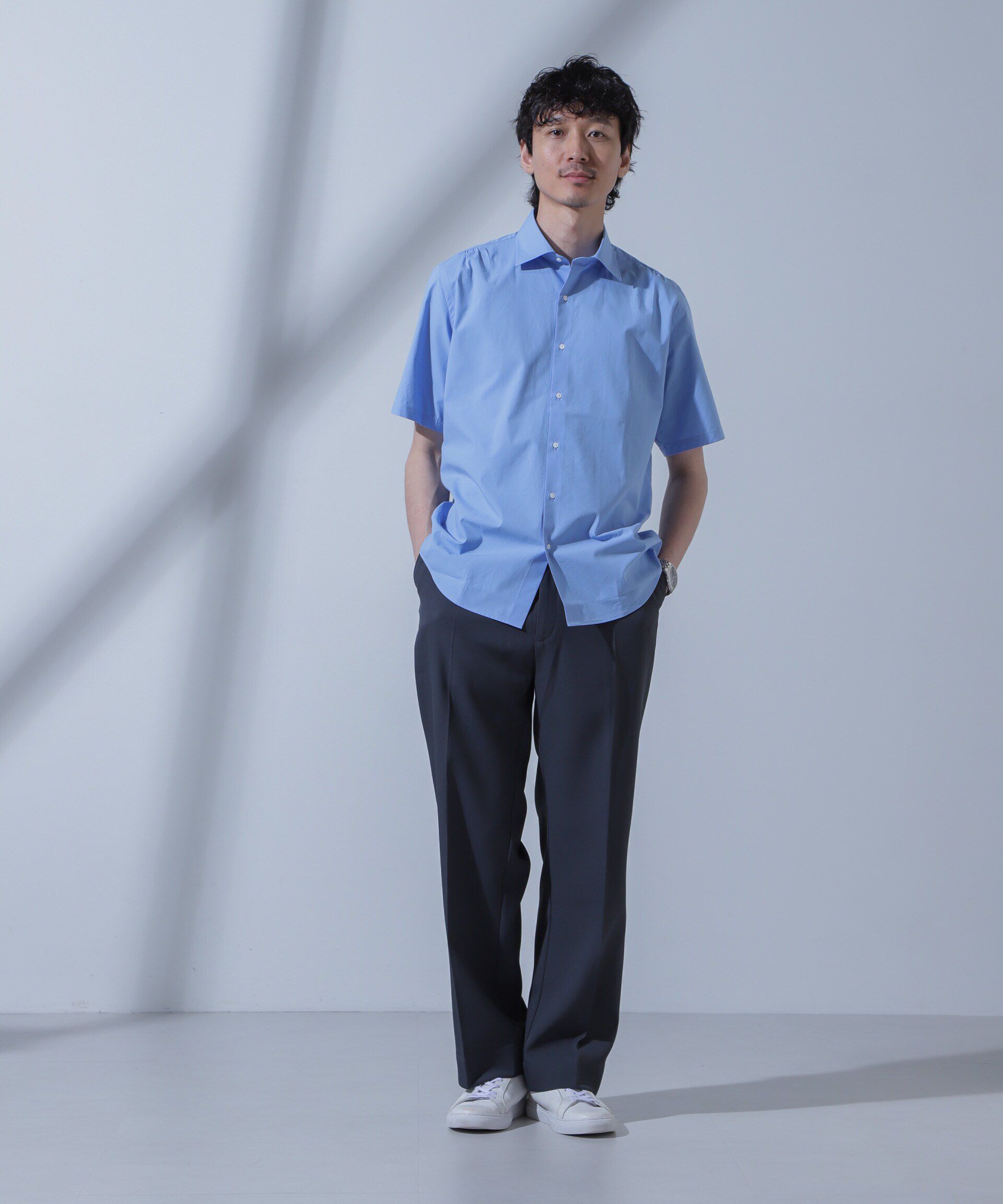 nano･universe「「N SHIRTS」AntiSoaked(R)汗染み防止セミワイドカラーシャツ半袖」|シャツ・ブラウス|