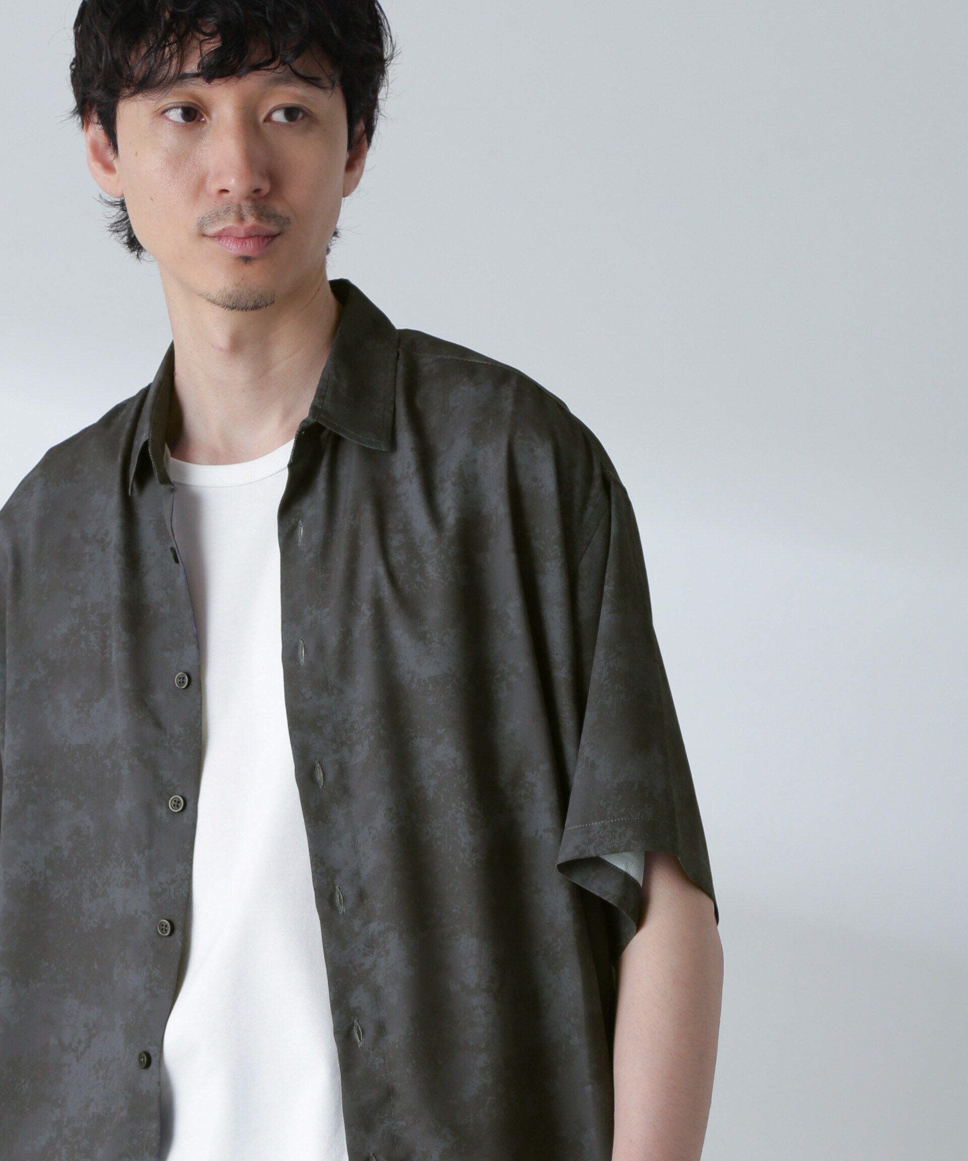 nano･universe「梨地パターンシャツ 半袖」|シャツ・ブラウス|