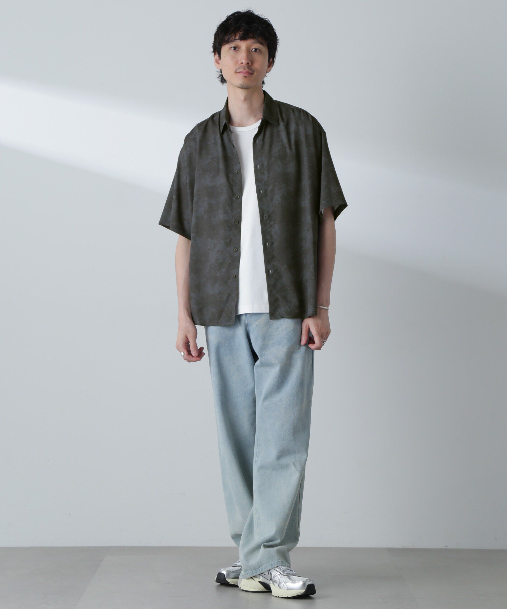 nano･universe「梨地パターンシャツ 半袖」|シャツ・ブラウス|