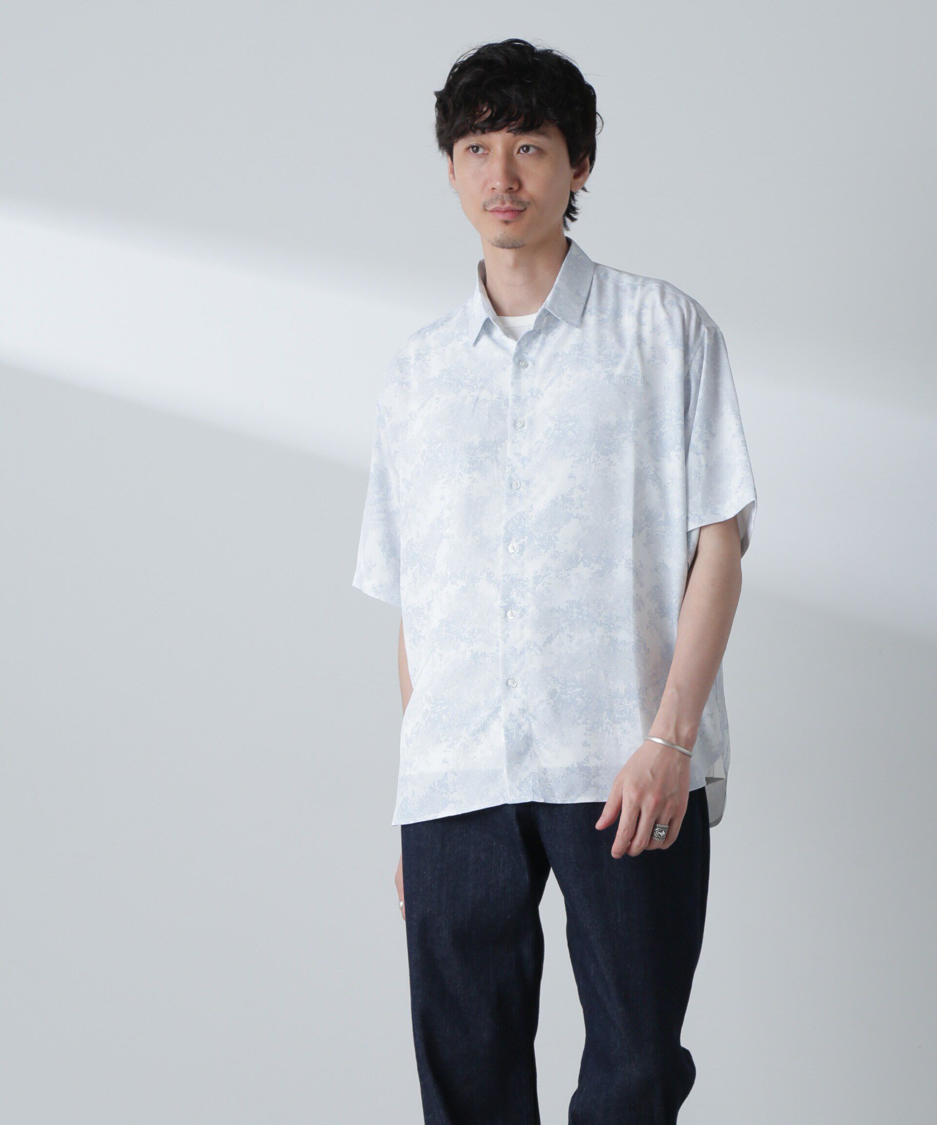 nano･universe「梨地パターンシャツ 半袖」|シャツ・ブラウス|