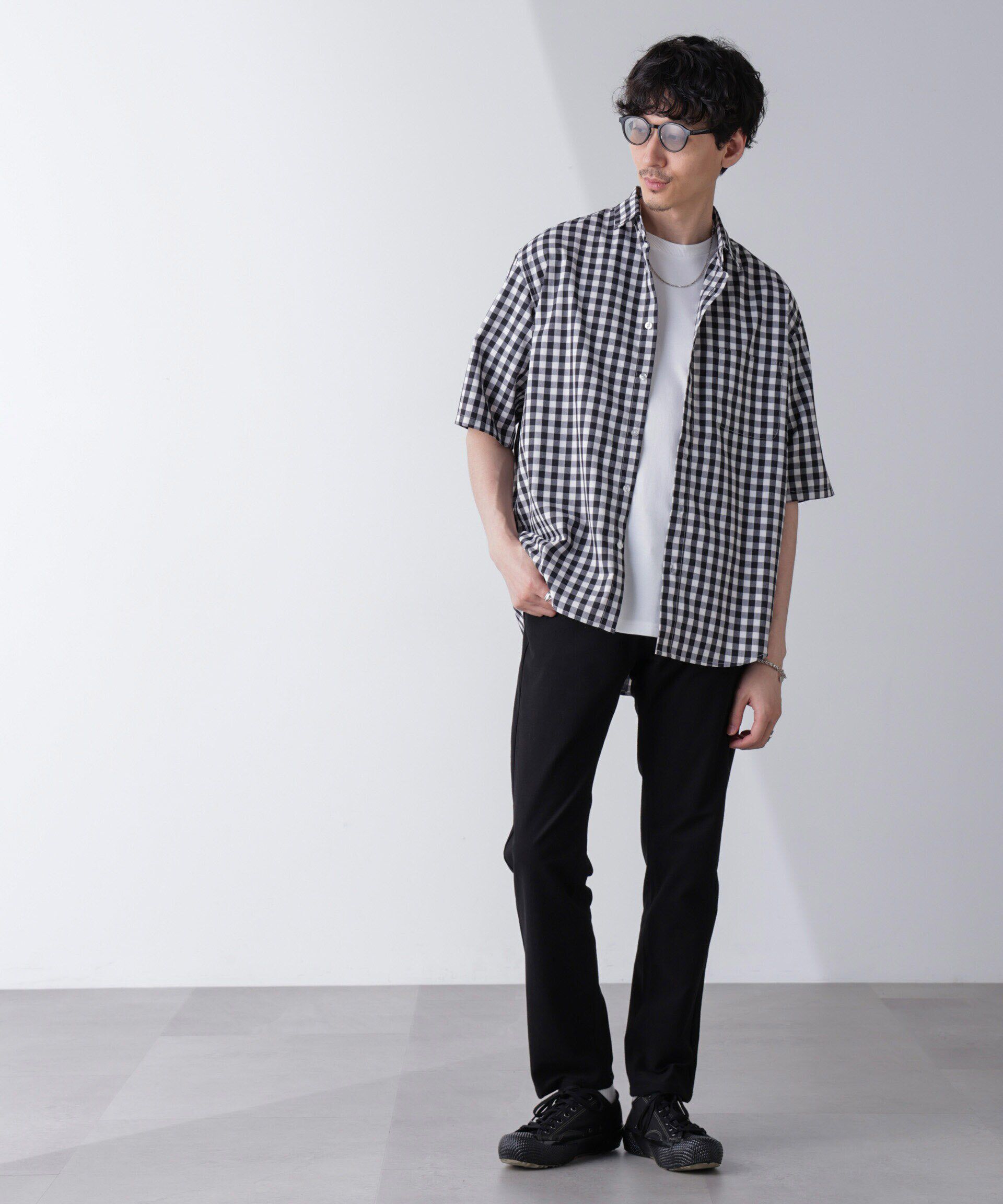 nano･universe「リラックスギンガムシャツ 半袖」|シャツ・ブラウス|