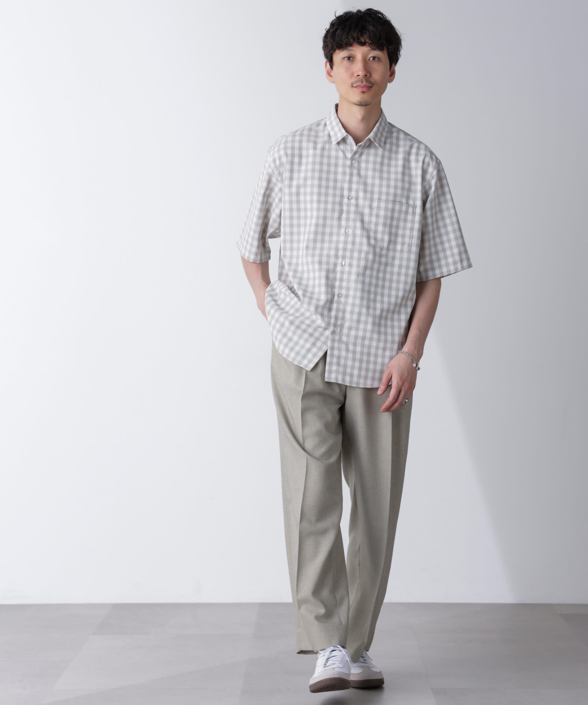 nano･universe「リラックスギンガムシャツ 半袖」|シャツ・ブラウス|