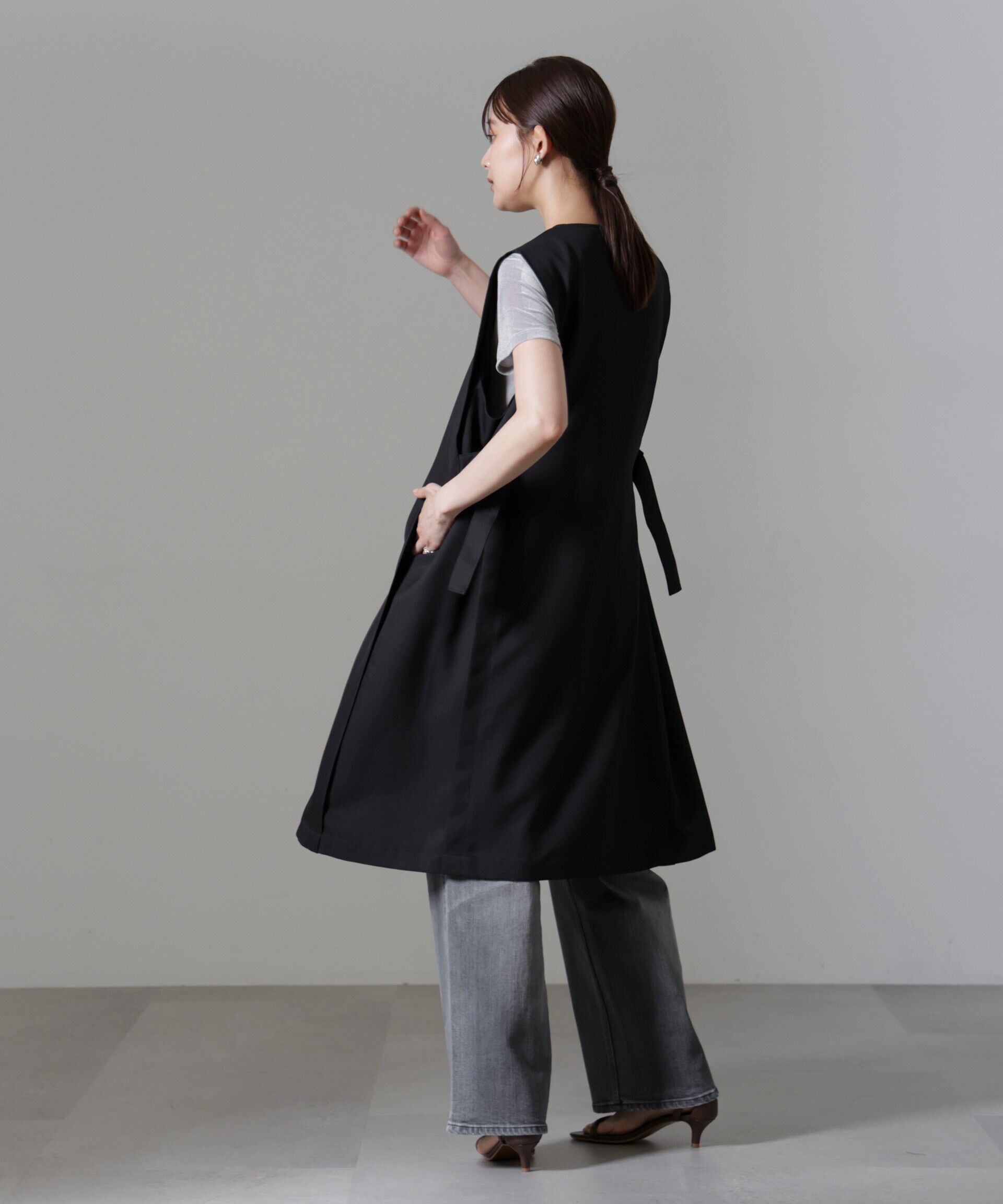 nano･universe「サイドベルトロングジレ(セットアップ可)」|テーラードジャケット|