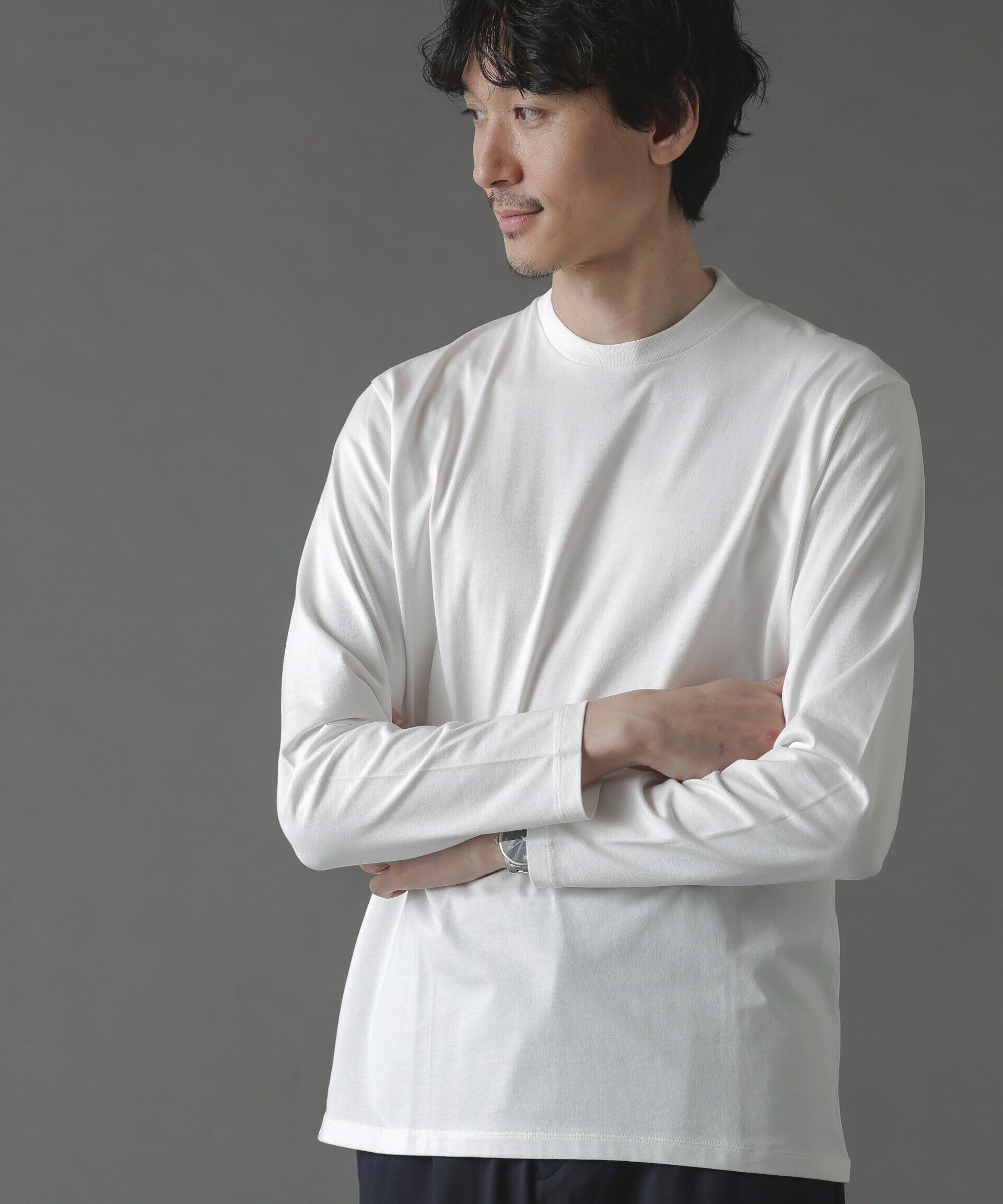 nano･universe「ジャケT(R) クルーネック 長袖」|Tシャツ・カットソー|ホワイト