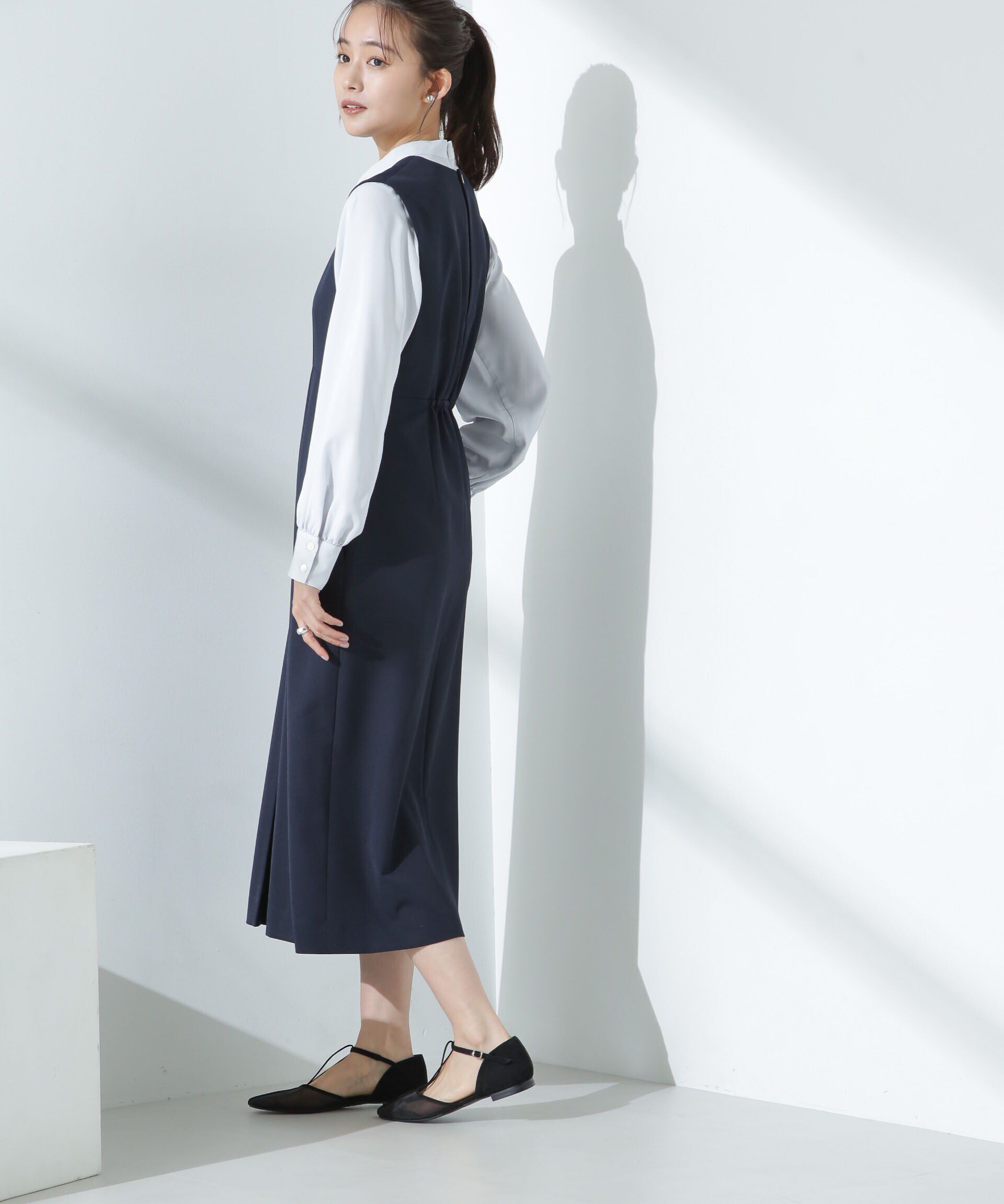 nano･universe「デイリーファンクション Vネックタックワンピース(セットアップ可)」|ワンピース|