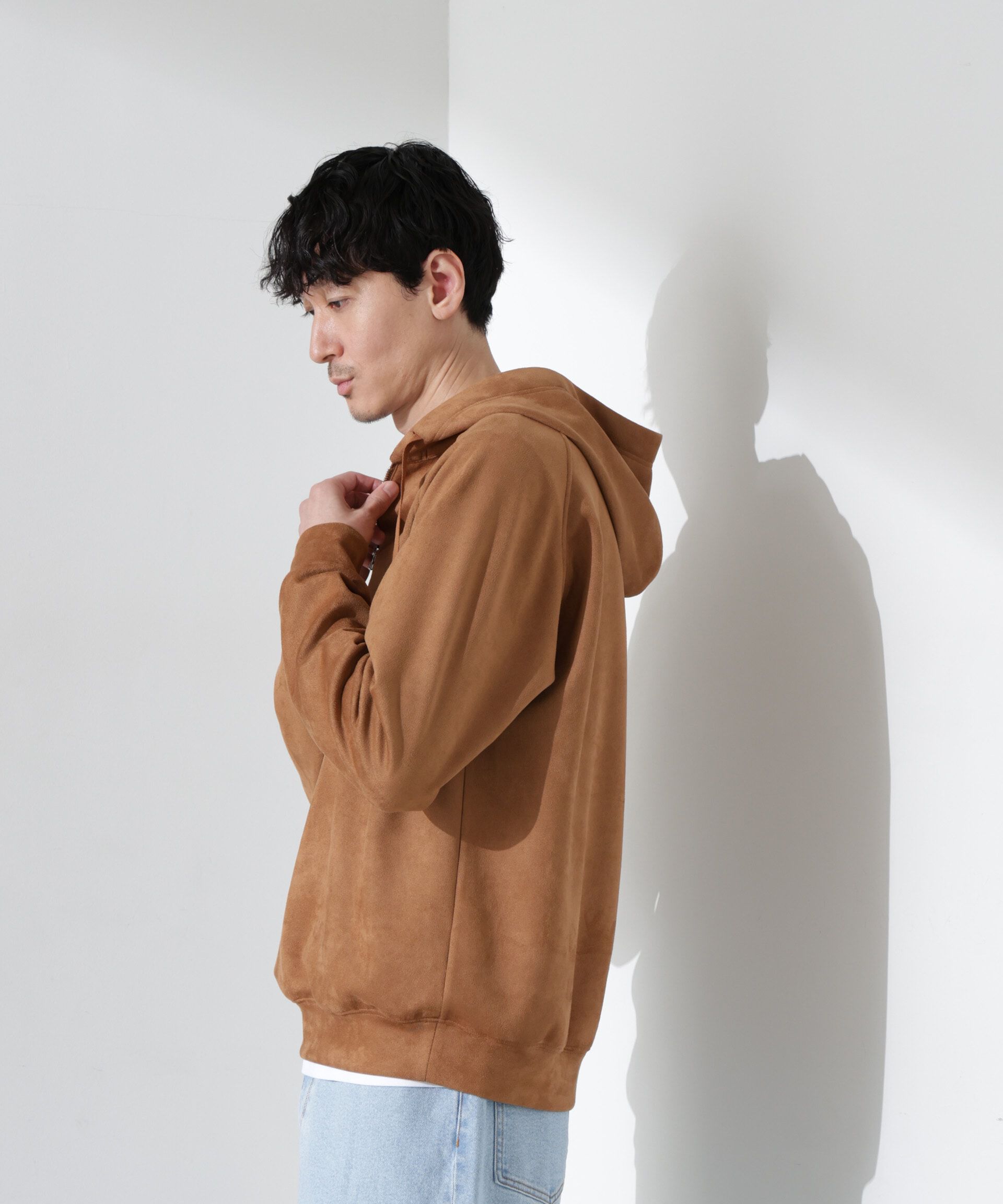 nano･universe「フェイクスエードハーフジップパーカーブルゾン」|ブルゾン・スタジャン|