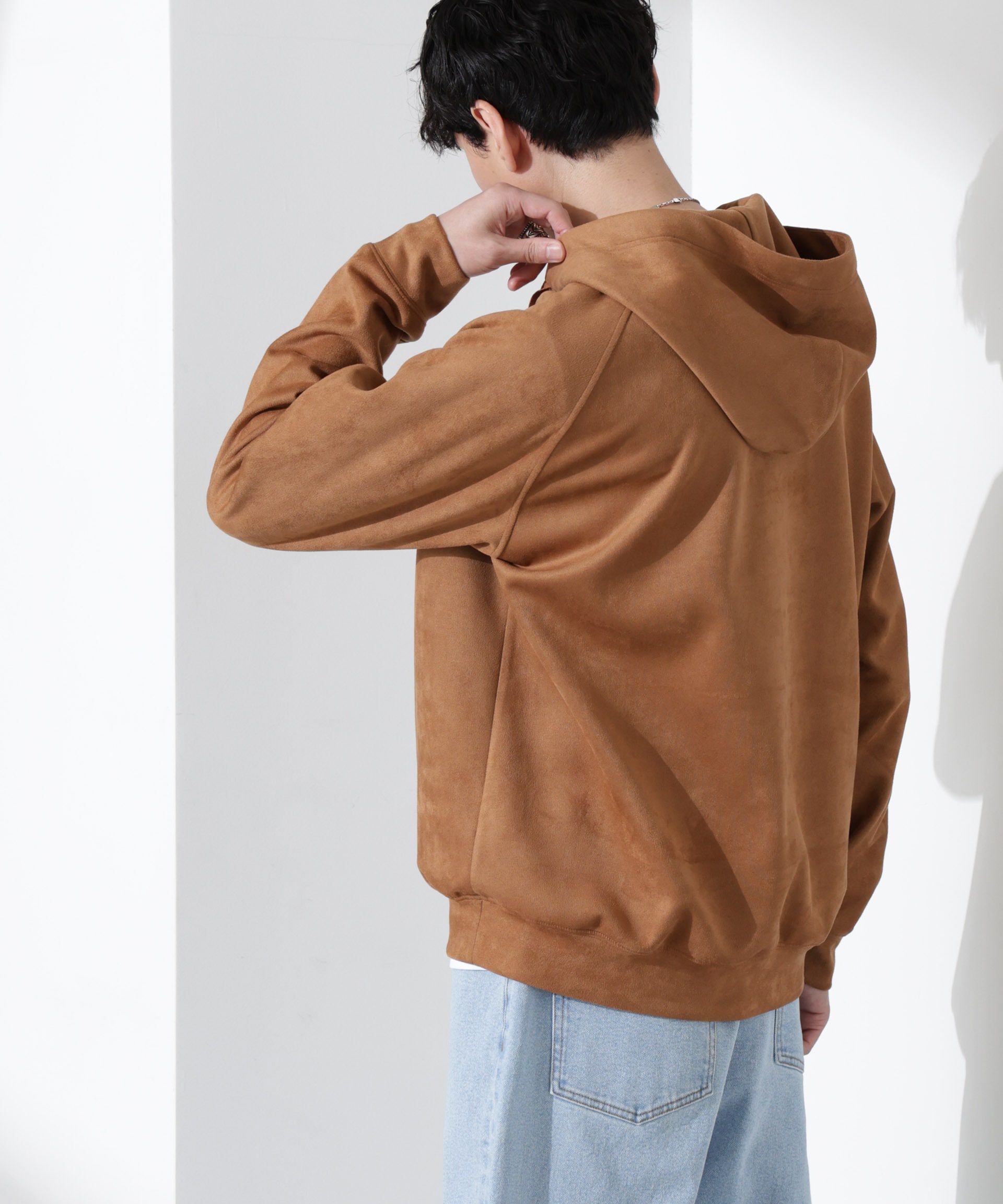 nano･universe「フェイクスエードハーフジップパーカーブルゾン」|ブルゾン・スタジャン|