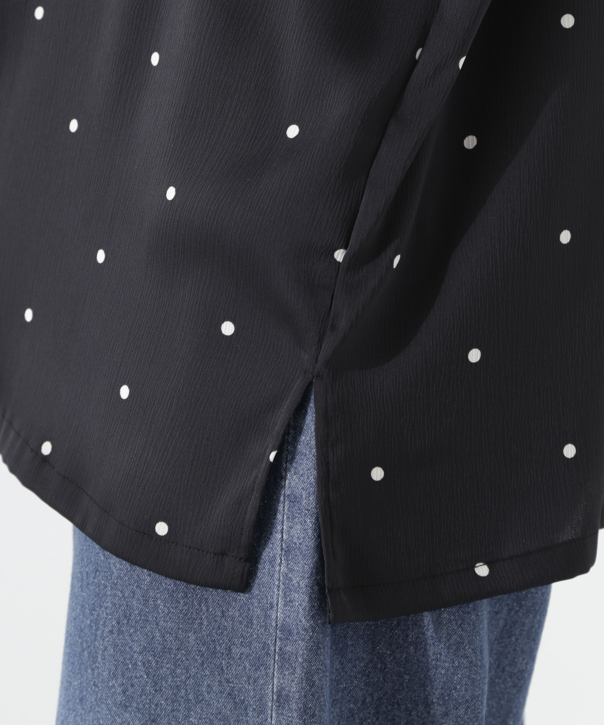 nano･universe「とろみ開襟ドットシャツ(セットアップ可)」|シャツ・ブラウス|