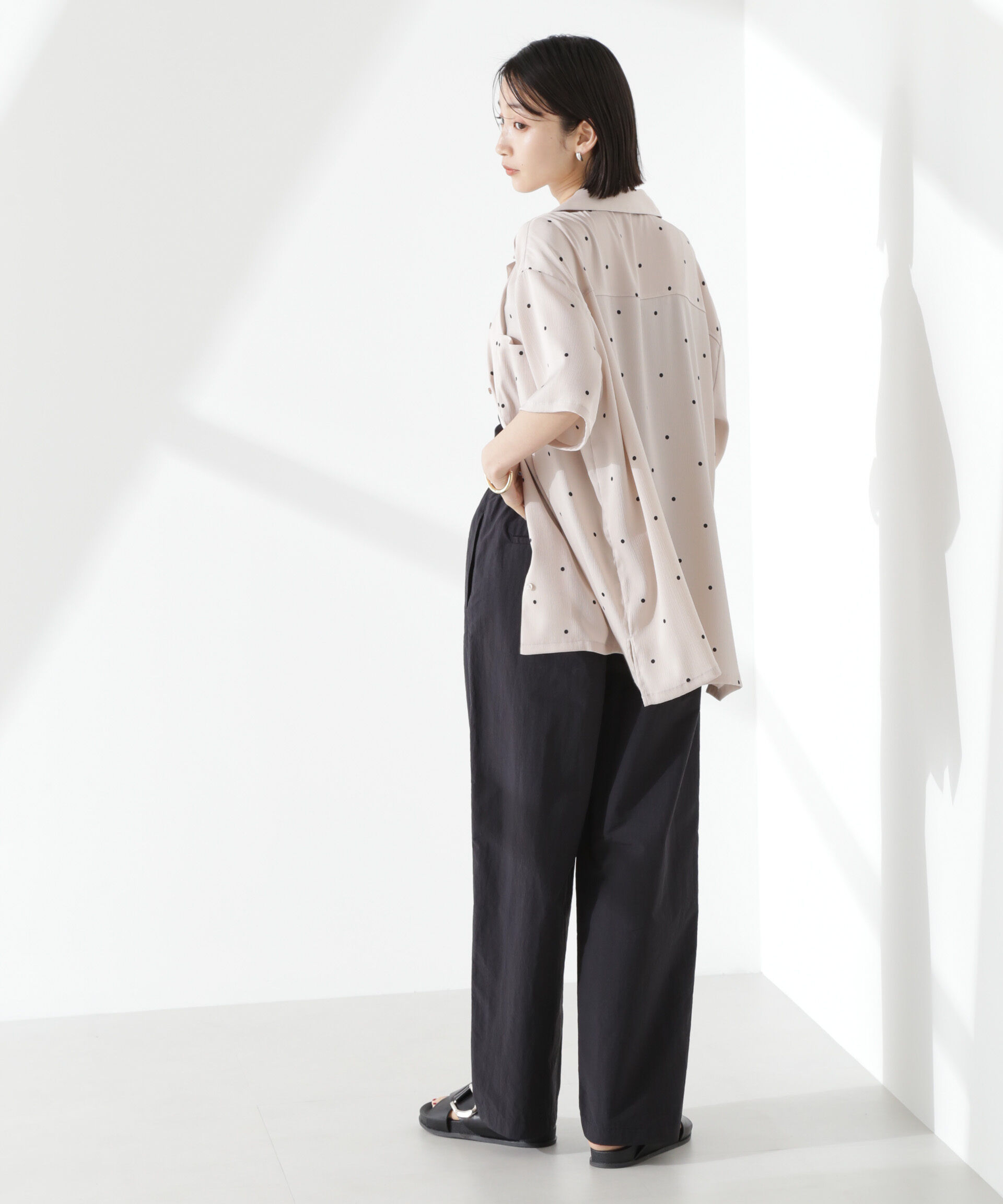 nano･universe「とろみ開襟ドットシャツ(セットアップ可)」|シャツ・ブラウス|