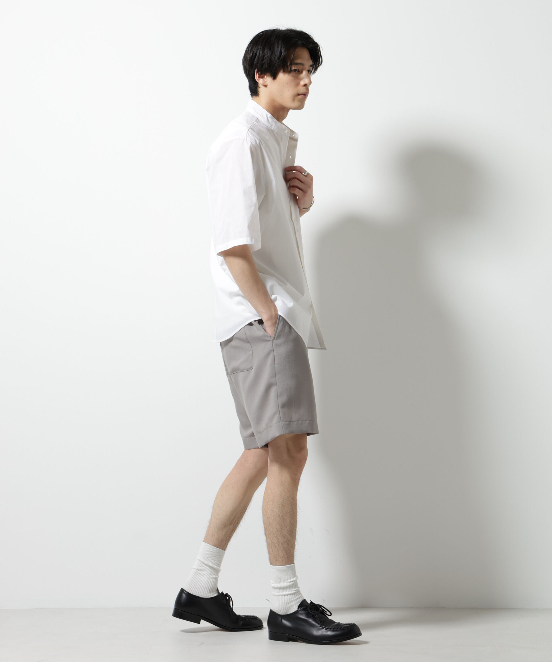 nano･universe「TEXBRID(R)バンドカラーシャツ 半袖」|シャツ・ブラウス|