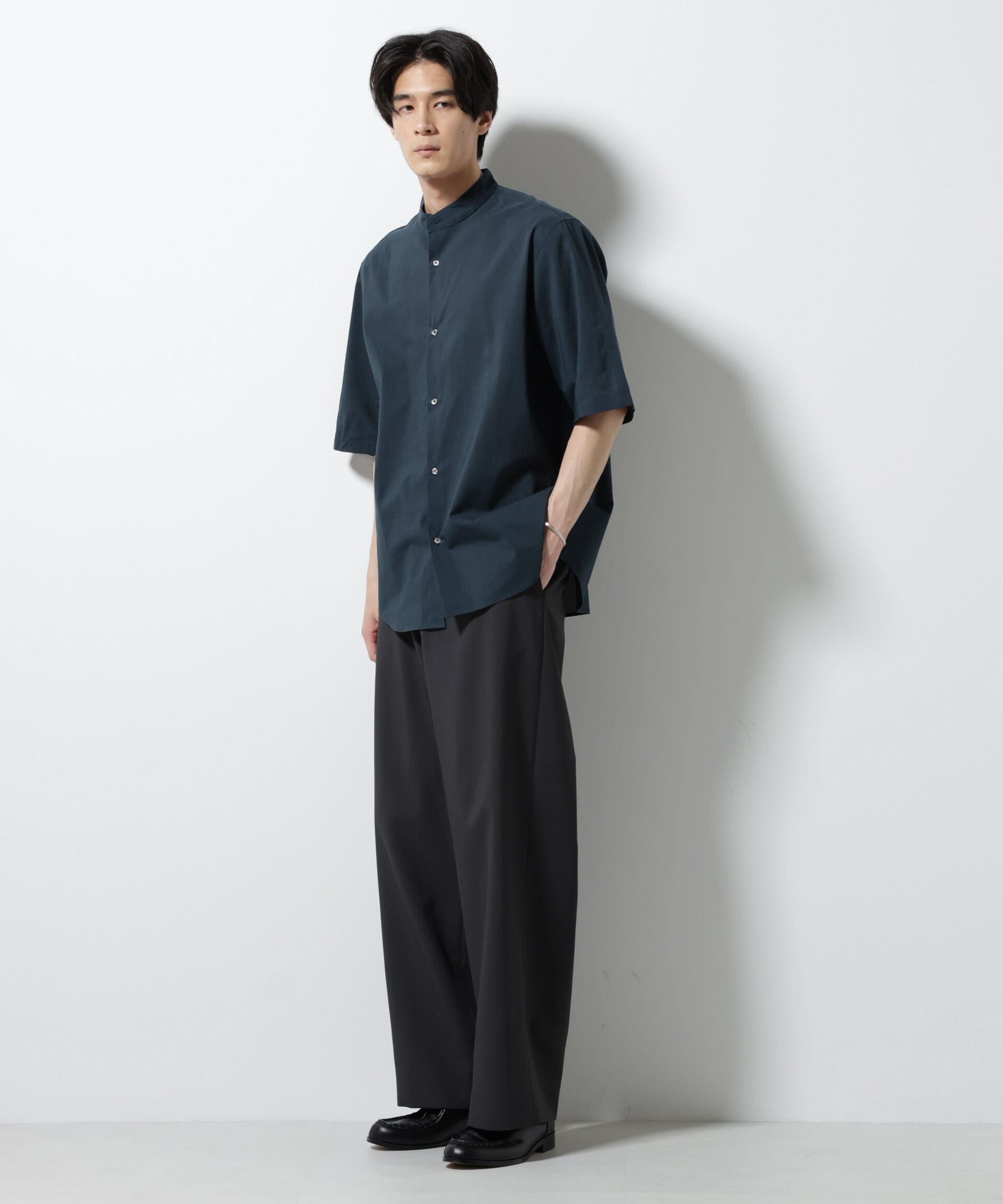 nano･universe「TEXBRID(R)バンドカラーシャツ 半袖」|シャツ・ブラウス|