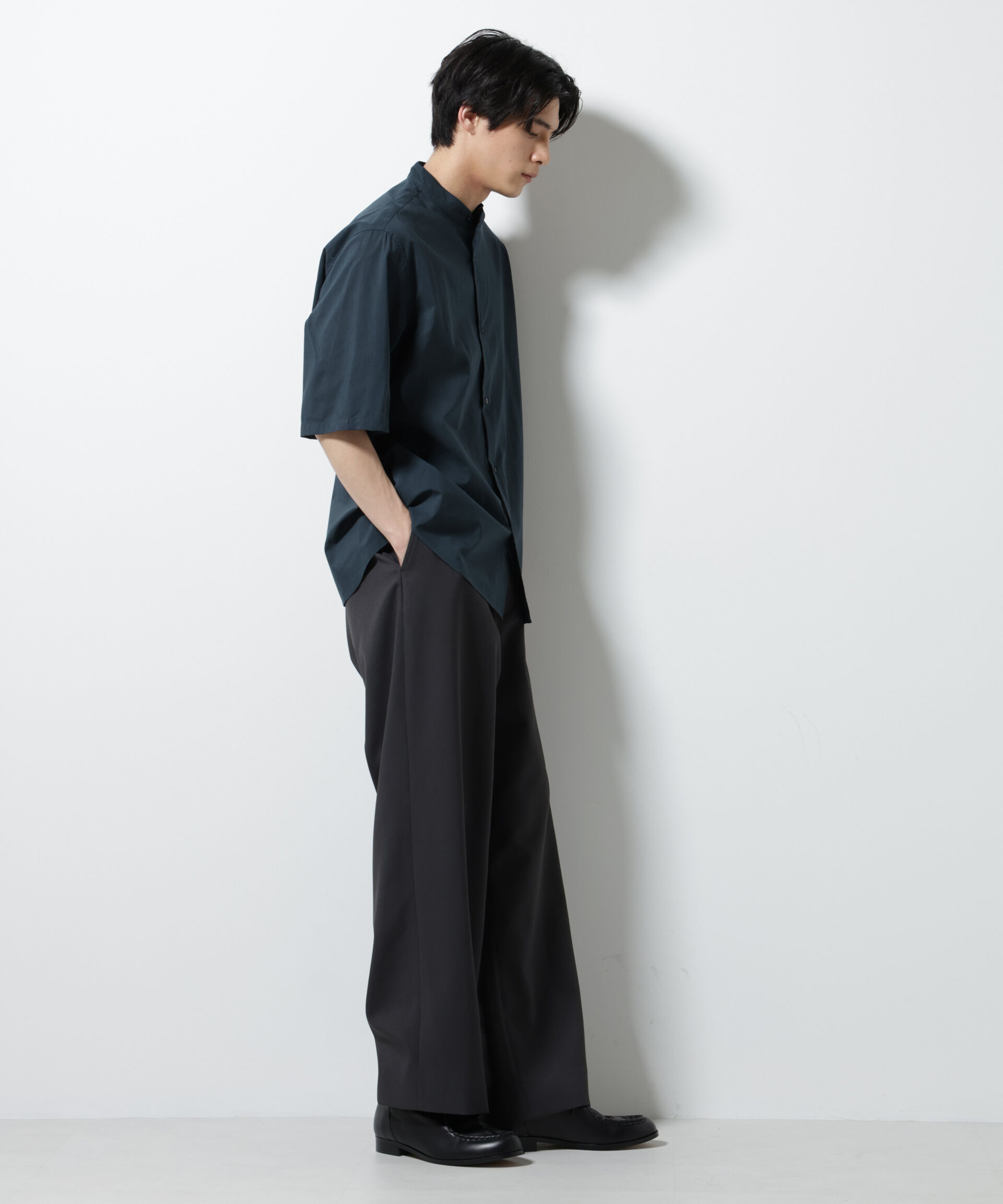 nano･universe「TEXBRID(R)バンドカラーシャツ 半袖」|シャツ・ブラウス|