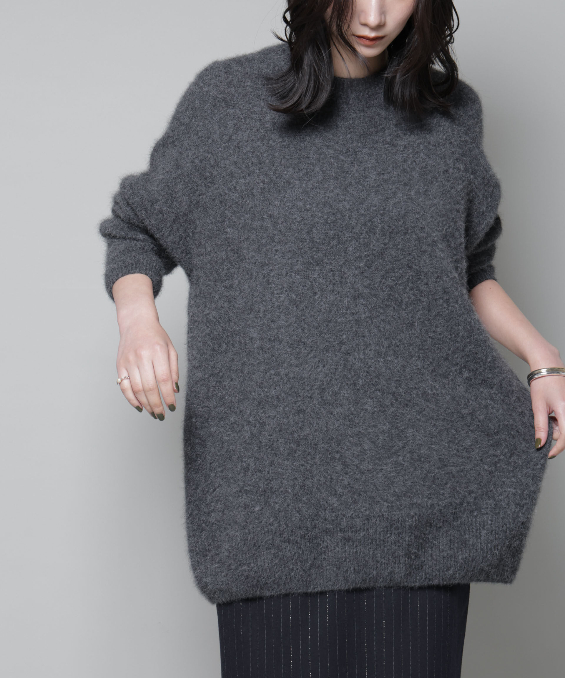 nano･universe「ウォッシャブルフォックスクルーワイドニットプルオーバー」|ニット・セーター|