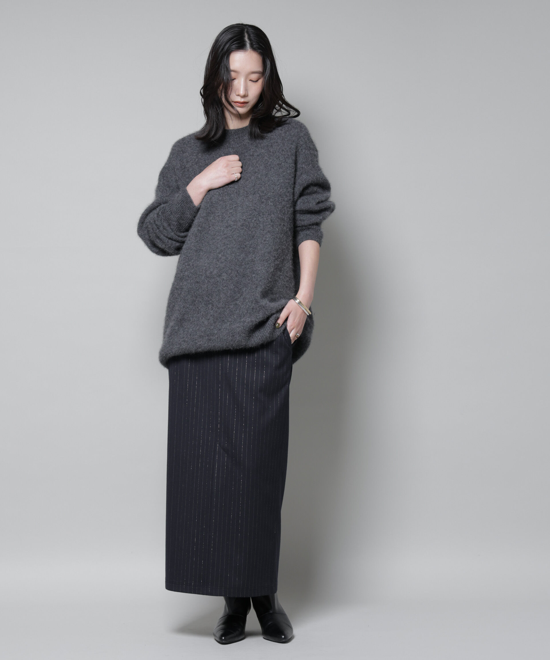 nano･universe「ウォッシャブルフォックスクルーワイドニットプルオーバー」|ニット・セーター|