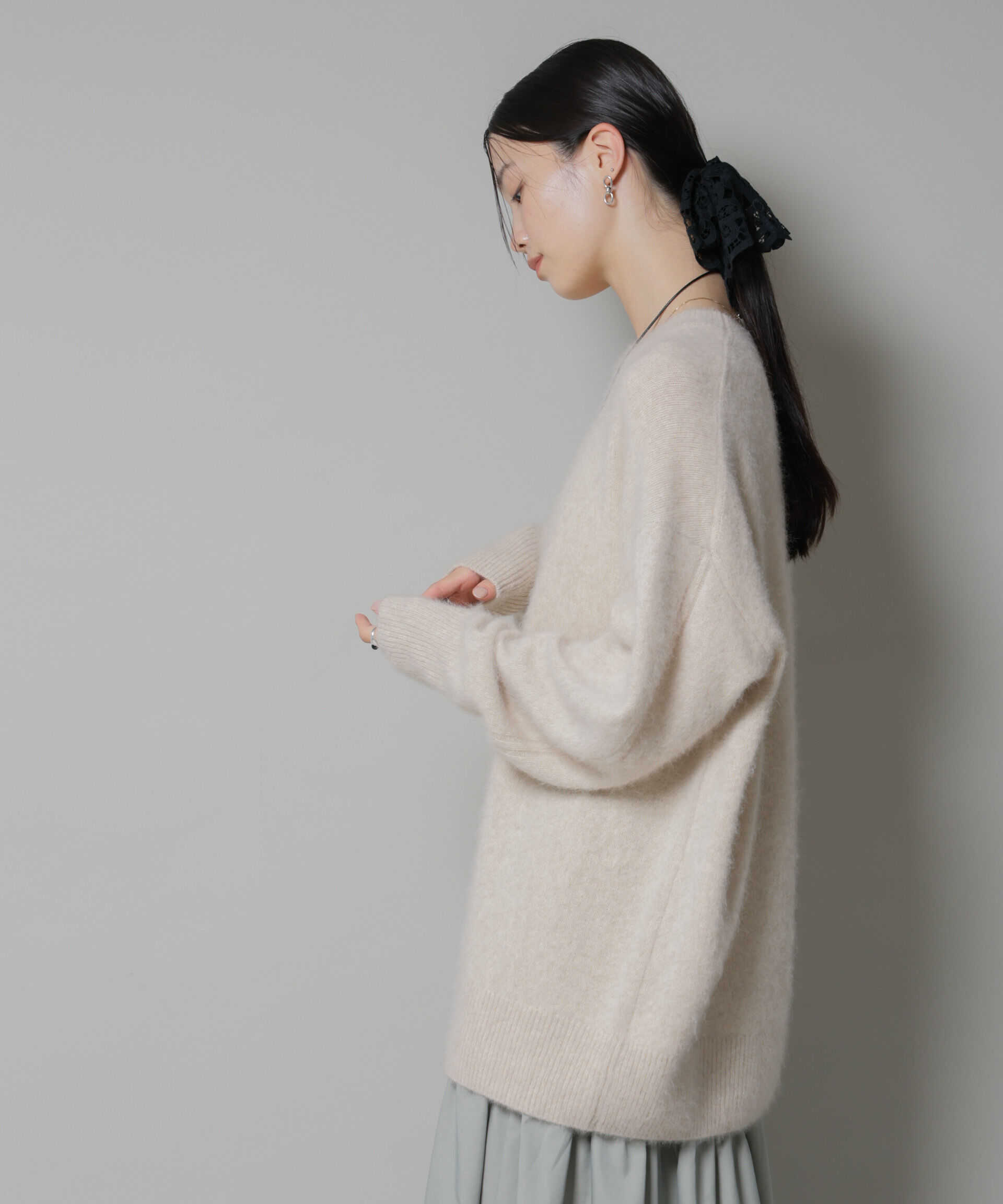 nano･universe「ウォッシャブルフォックスクルーワイドニットプルオーバー」|ニット・セーター|