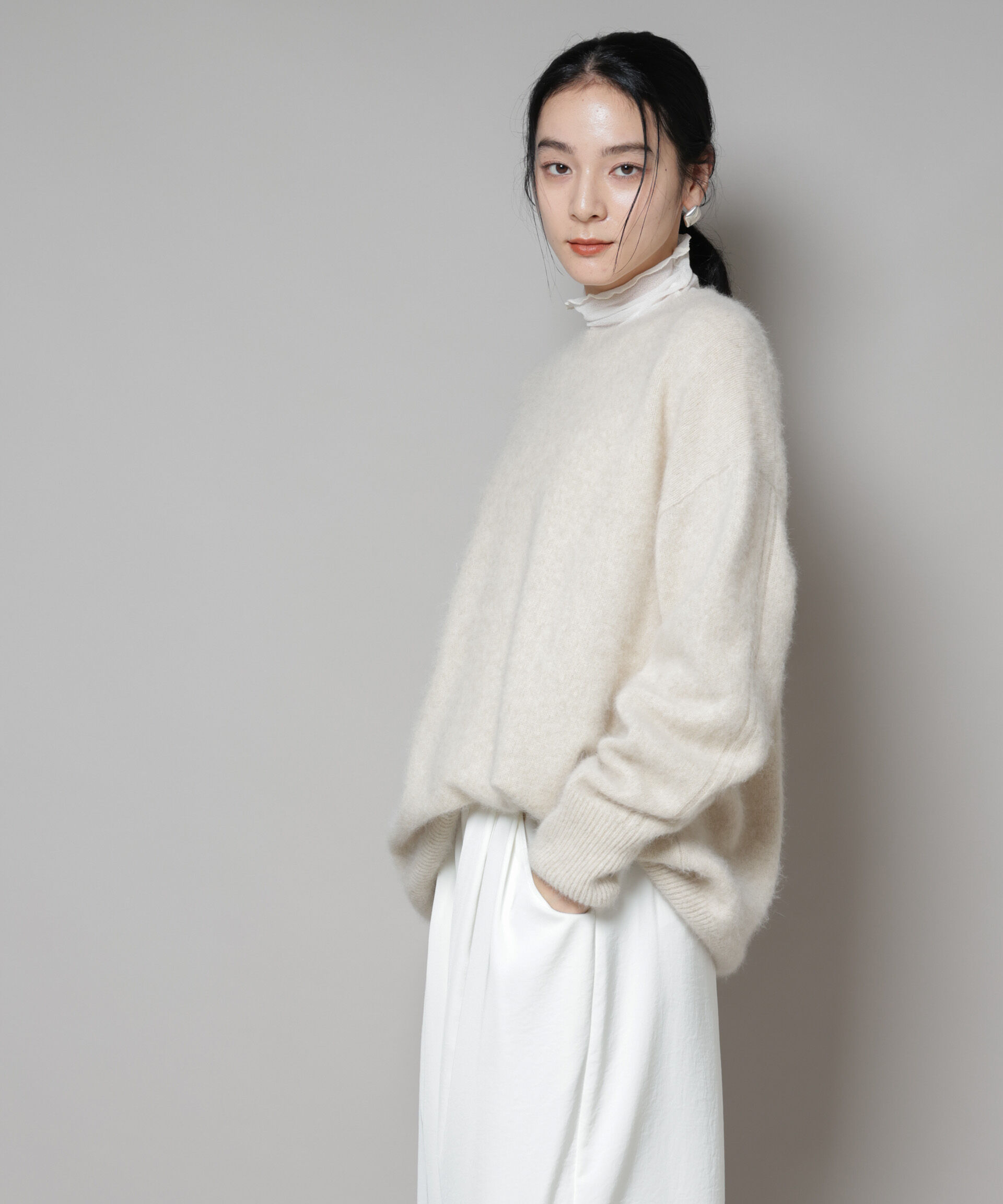 nano･universe「ウォッシャブルフォックスクルーワイドニットプルオーバー」|ニット・セーター|