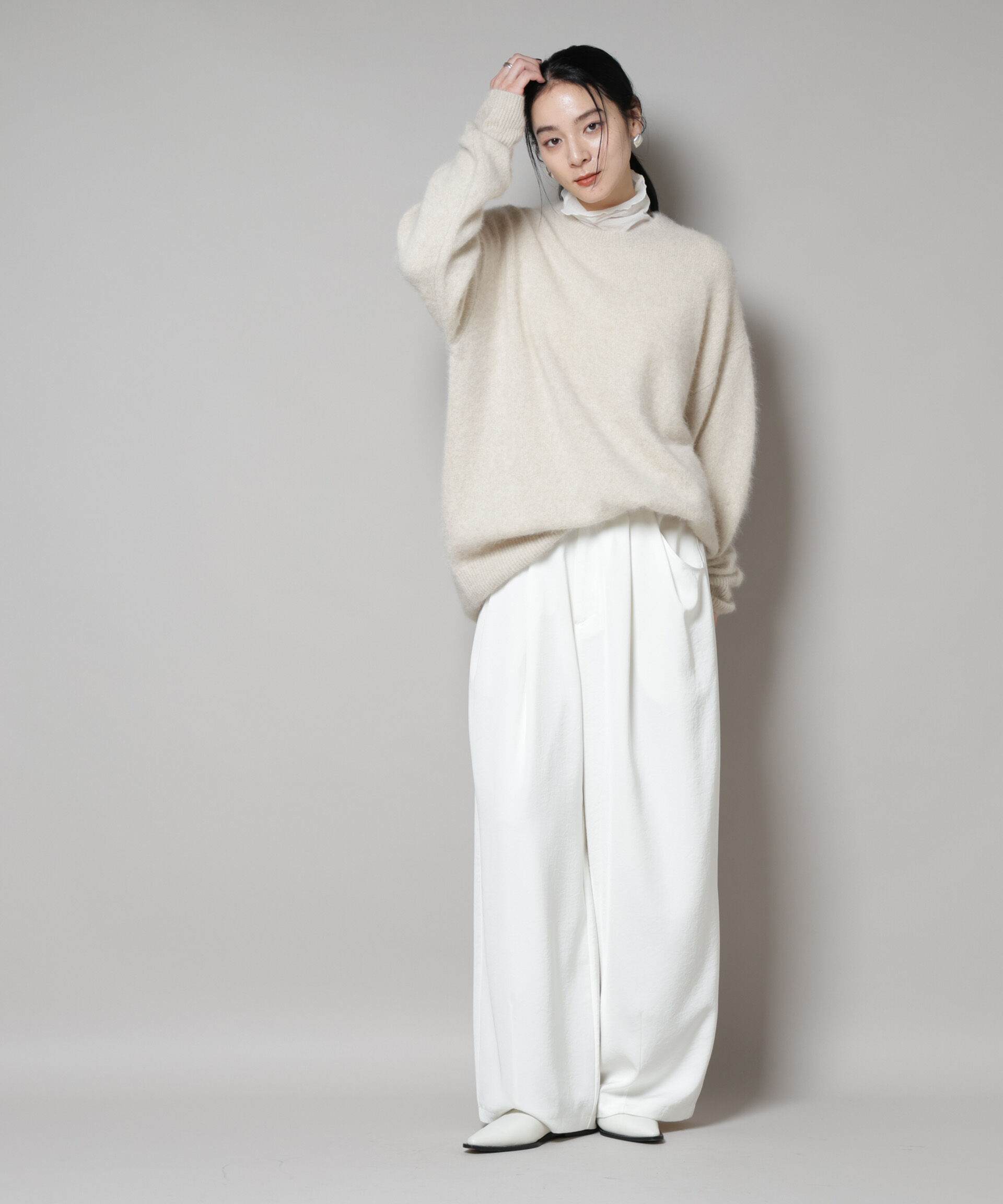 nano･universe「ウォッシャブルフォックスクルーワイドニットプルオーバー」|ニット・セーター|