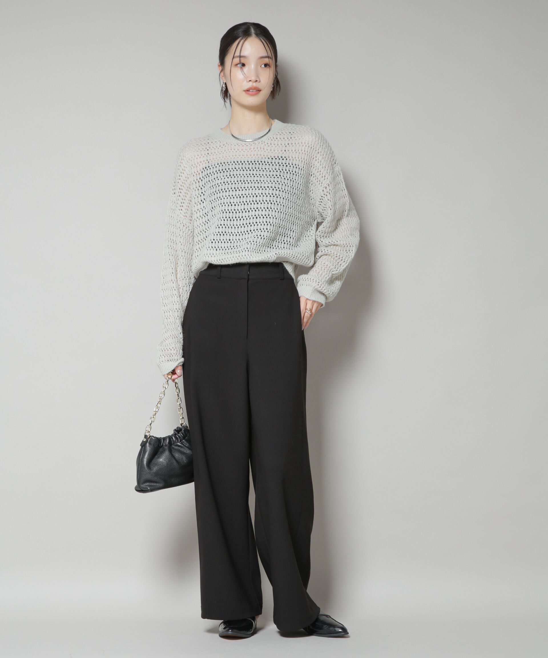 nano･universe「サイドタックカットジョーゼットパンツ」|チノ|