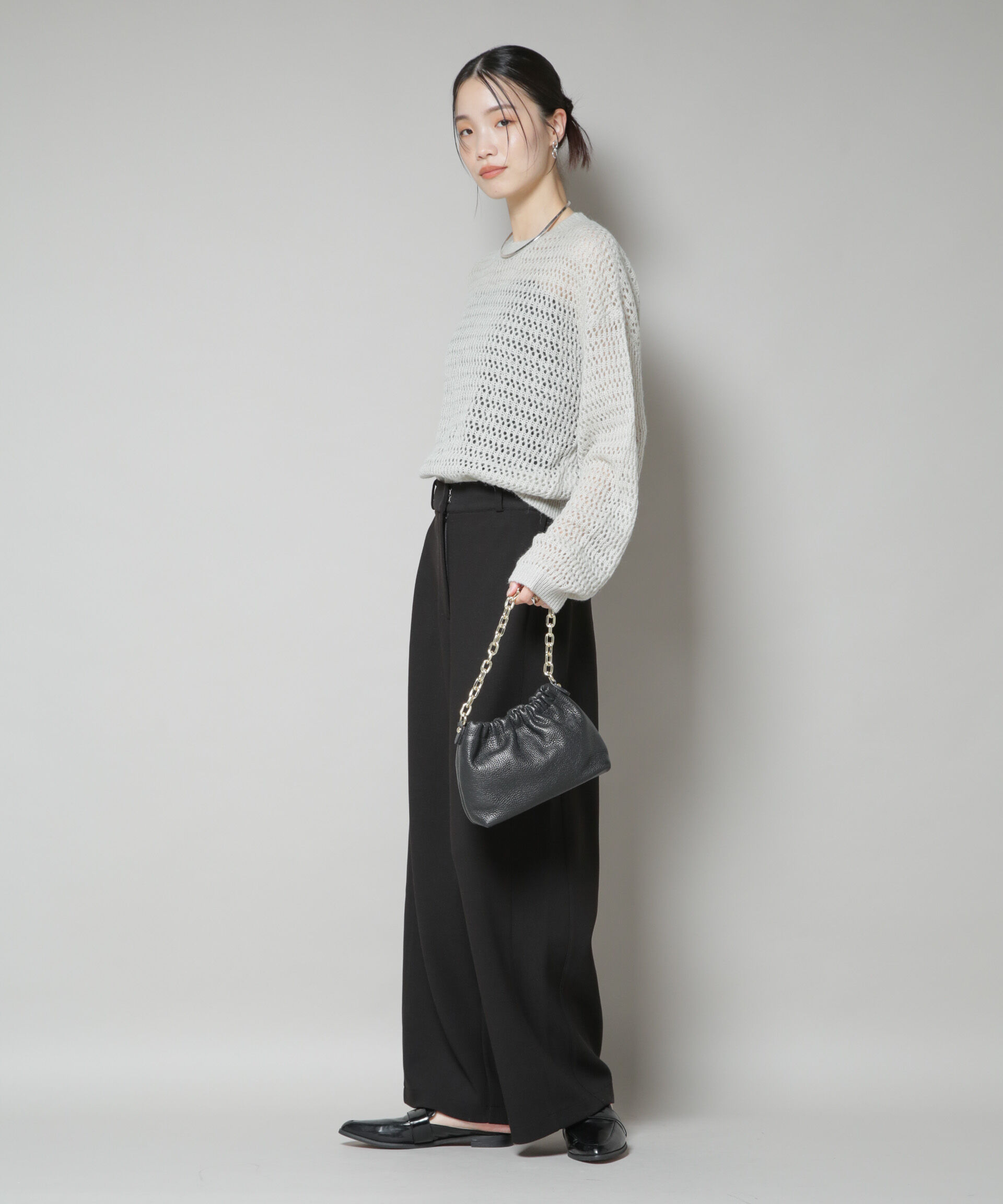 nano･universe「サイドタックカットジョーゼットパンツ」|チノ|