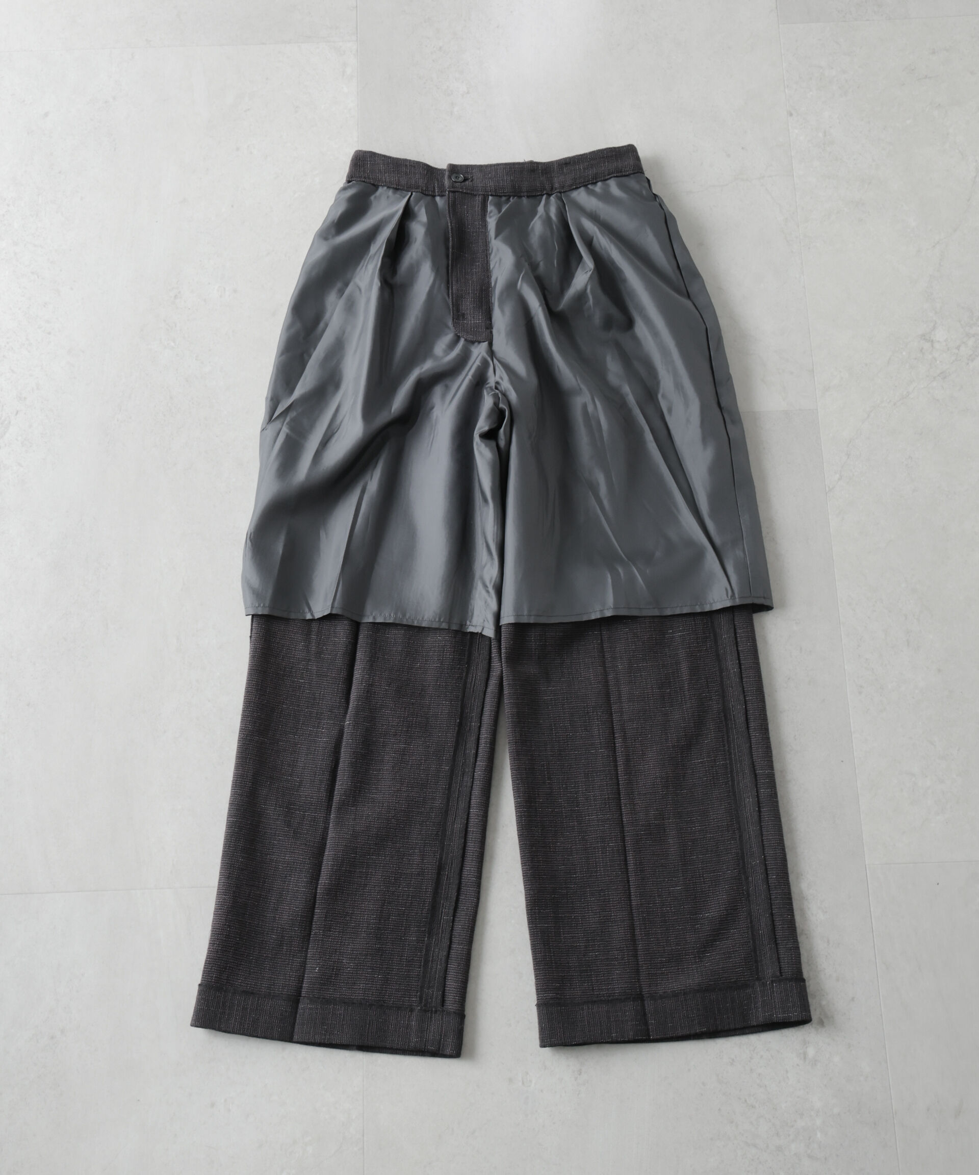 nano･universe「ツイードタックセミワイドパンツ(セットアップ可)」|チノ|