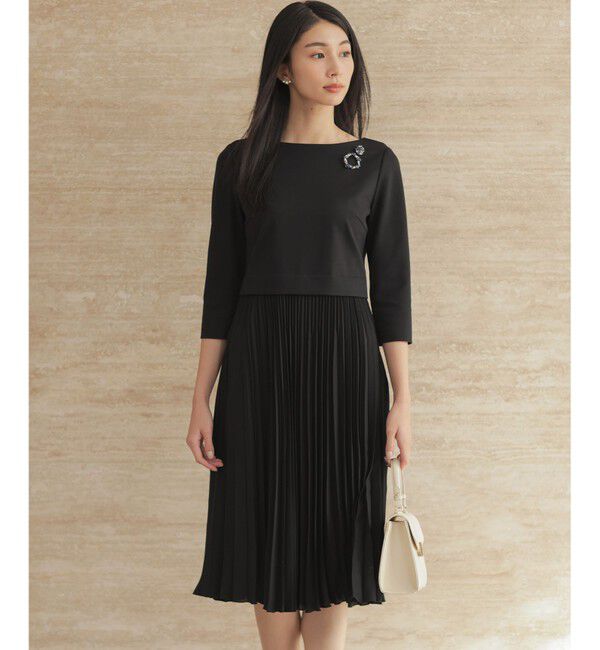 組曲「【KUMIKYOKU NAVY】ジャージーコンビプリーツ ワンピース」|ワンピース|ブラック系