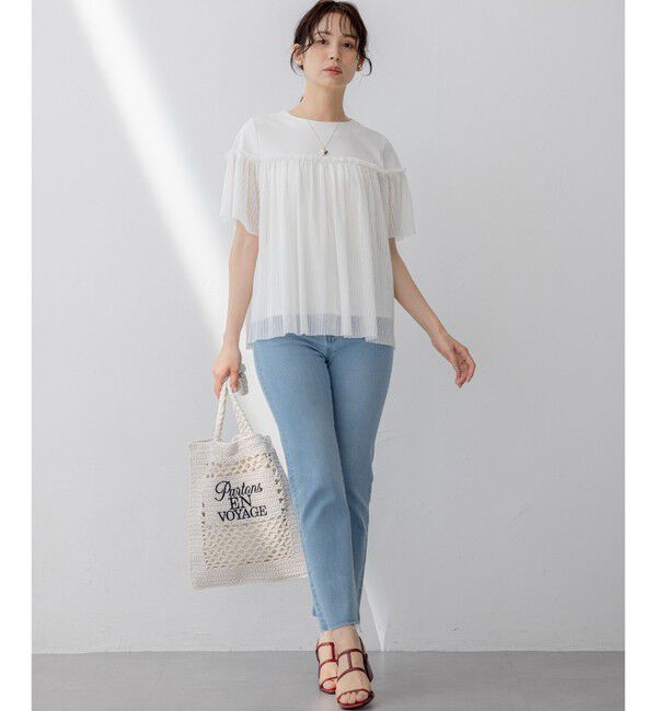 組曲「プリーツコンビ5分袖 カットソー」|Tシャツ・カットソー|