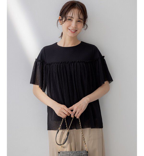 組曲「プリーツコンビ5分袖 カットソー」|Tシャツ・カットソー|