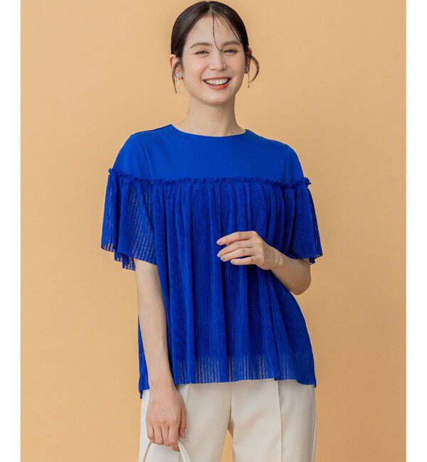 組曲「プリーツコンビ5分袖 カットソー」|Tシャツ・カットソー|ｳﾙﾄﾗﾏﾘ