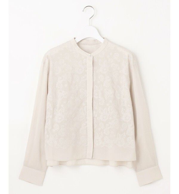 自由区「【洗える】シアーエンブロイダリークロップド丈 ブラウス」|シャツ・ブラウス|