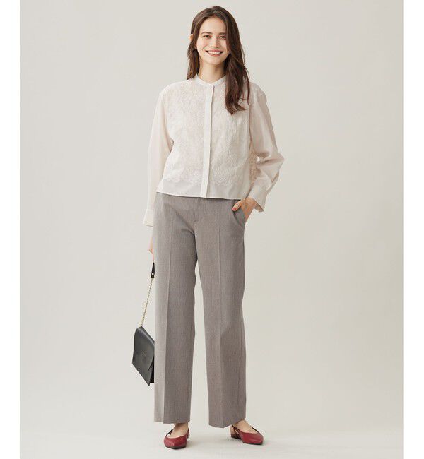 自由区「【洗える】シアーエンブロイダリークロップド丈 ブラウス」|シャツ・ブラウス|