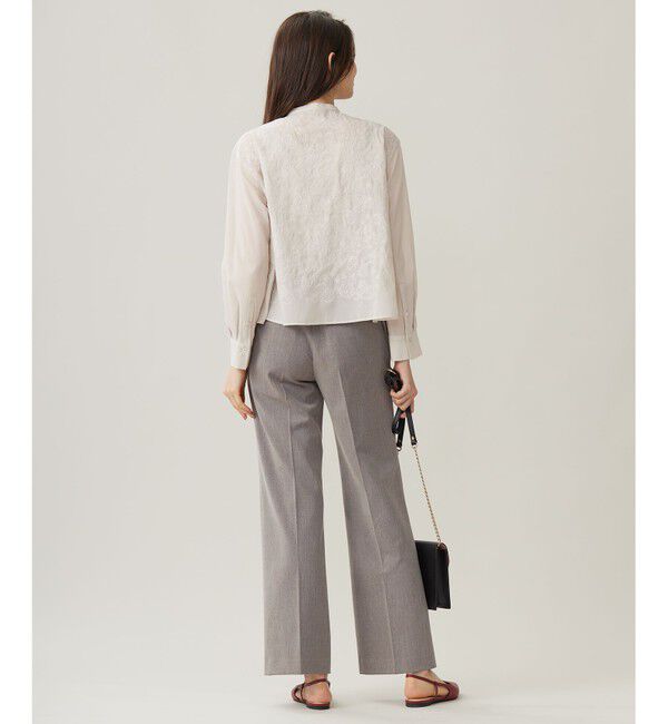 自由区「【洗える】シアーエンブロイダリークロップド丈 ブラウス」|シャツ・ブラウス|