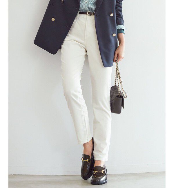 23区「【洗える】23区DENIM ベルベットストレッチ スキニーパンツ」|その他|オフホワイト