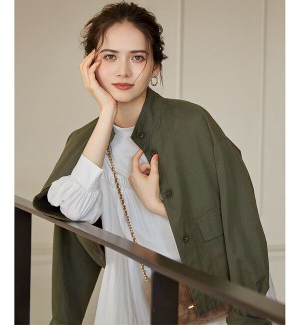 23区「【SLOW/一部店舗限定】ウォッシュドピーチタフタ ブルゾン」|ブルゾン・スタジャン|カーキ系