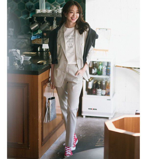 23区「【洗える】リネンレーヨンストレッチ ダブル ジャケット」|テーラードジャケット|