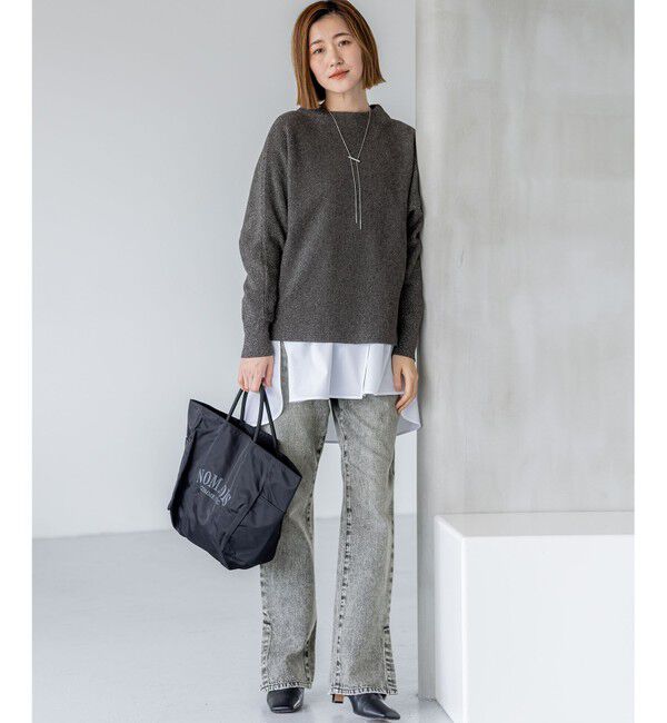 23区「【VERY掲載/洗える】ナチュラルコットンベア シャツレイヤード カットソー」|Tシャツ・カットソー|