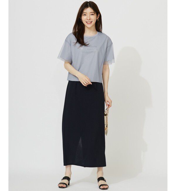 ANY SIS「【UVケア ・ストレッチ・洗える】2WAYジョーゼットジャージーナロー スカート」|スカート|