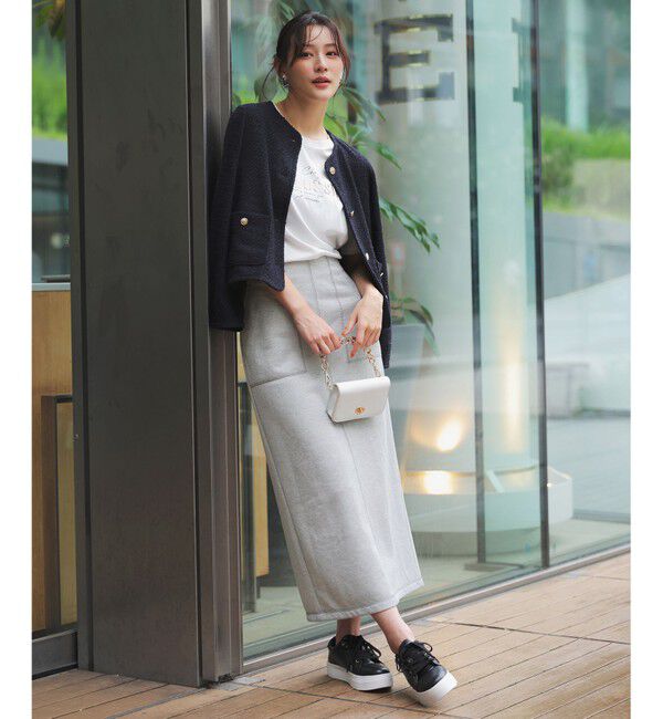 ANY SIS「【洗える】ラメ裏毛 スカート」|スカート|シルバー