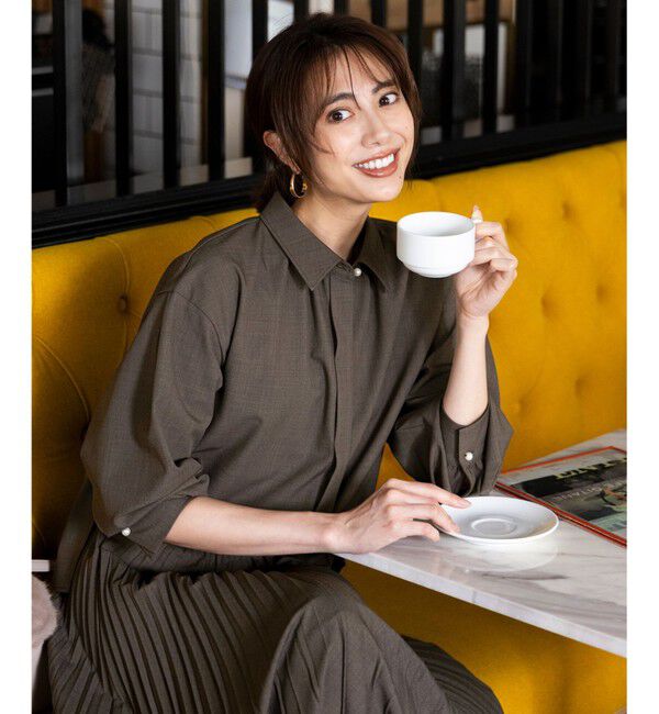 ANY SIS「【UVカット・アンチピリング・洗える】ウーステッドエステル シャツ」|シャツ・ブラウス|