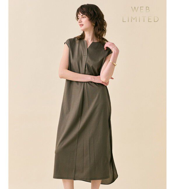 BEIGE,「【WEB限定・洗える】MELISSA / バックシフォンスキッパーロングワンピース」|ワンピース|Khaki