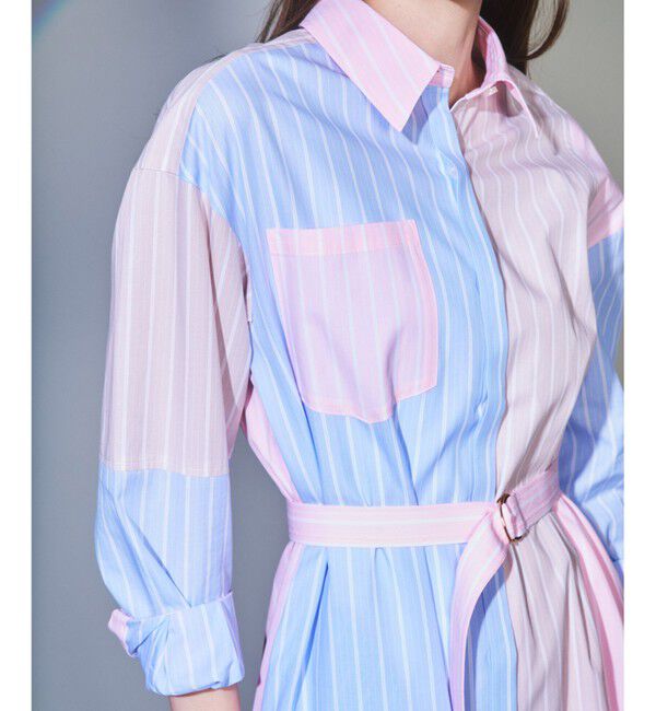  「パッチワークシャツワンピース」|ワンピース|