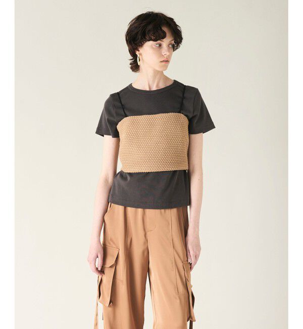 GRACE CONTINENTAL「ニットライクレースビスチェ」|その他|キャメル