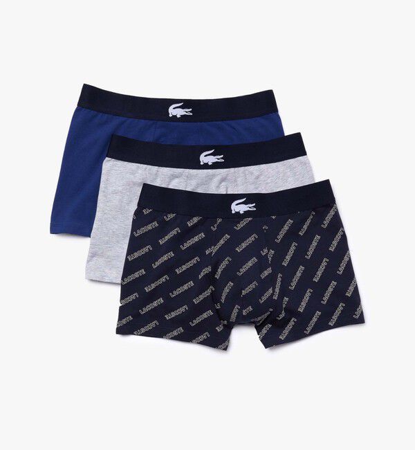 LACOSTE「マルチデザイン３パックトランクショーツ」|インナー|ブルー
