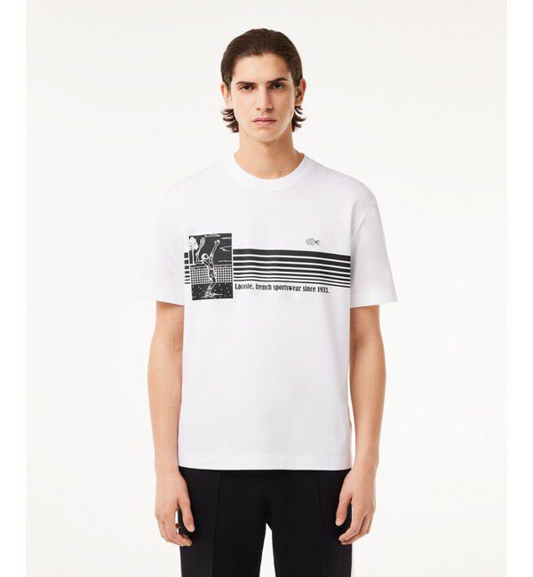 LACOSTE「テニスプレイヤーグラフィックフランスメイドTシャツ」|Tシャツ・カットソー|ホワイト