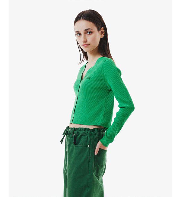 LACOSTE「UVカット クールマックスリブニットカーディガン」|カーディガン|