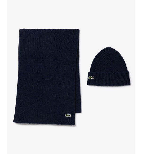 LACOSTE「ウールブレンドニットマフラー＆ビーニーギフトセット」|その他|